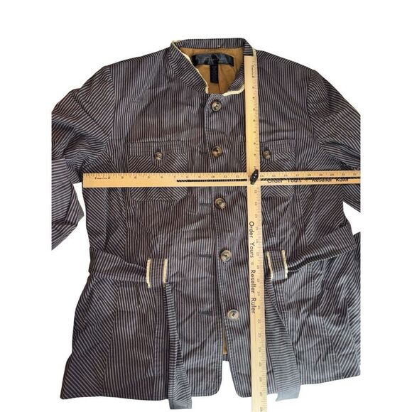 Apostrophe Striped Belted Blazer Jacket Blue Size 18W Plus - Picture 6 of 7